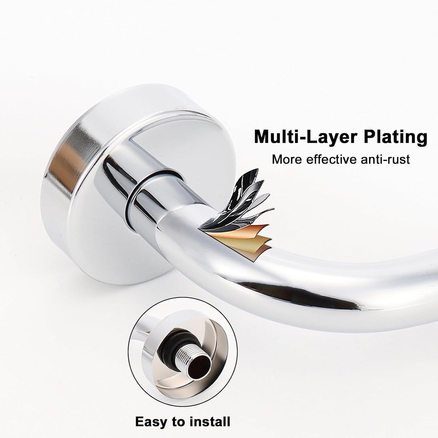 S Shaped Shower Head Riser Arm, Shower Extender Arm with Flange, Standard 1/2" C