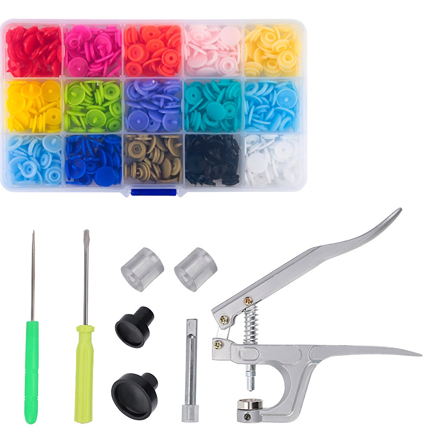 Metal & Resin 150PCS Snap Buttons Press Tool Kit with Fastener Pliers for DIY