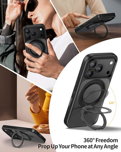 for Iphone 17 Pro Max Case with Ring Stand 360°Rotatable, Compatible with Magsaf