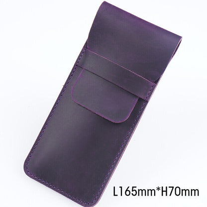 Retro Vintage Handmade Genuine Leather Pencil Bag Fountain Pen Case Pocket Pouch