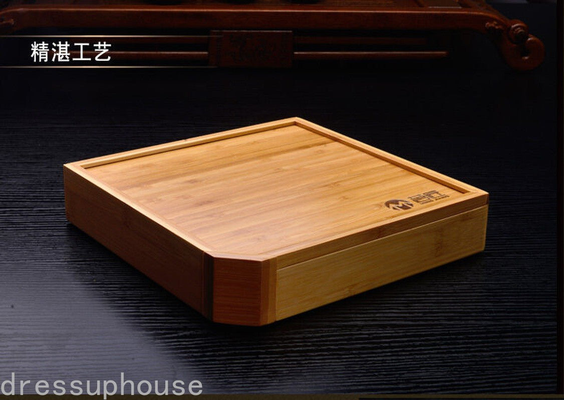 8.8"inch Chinese Bamboo Box for Pu'er Tea Cake Single Layer Drawer Board Holder