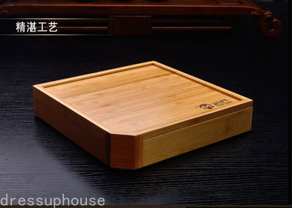 8.8"inch Chinese Bamboo Box for Pu'er Tea Cake Single Layer Drawer Board Holder