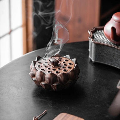 Lotus Ceramic Incense Burner with Lid, Cone Incense Burner, Suitable for Incense