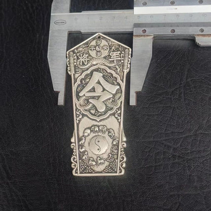 Vintage Tai Sui General Token Silver-Plated Lucky Charm Zodiac