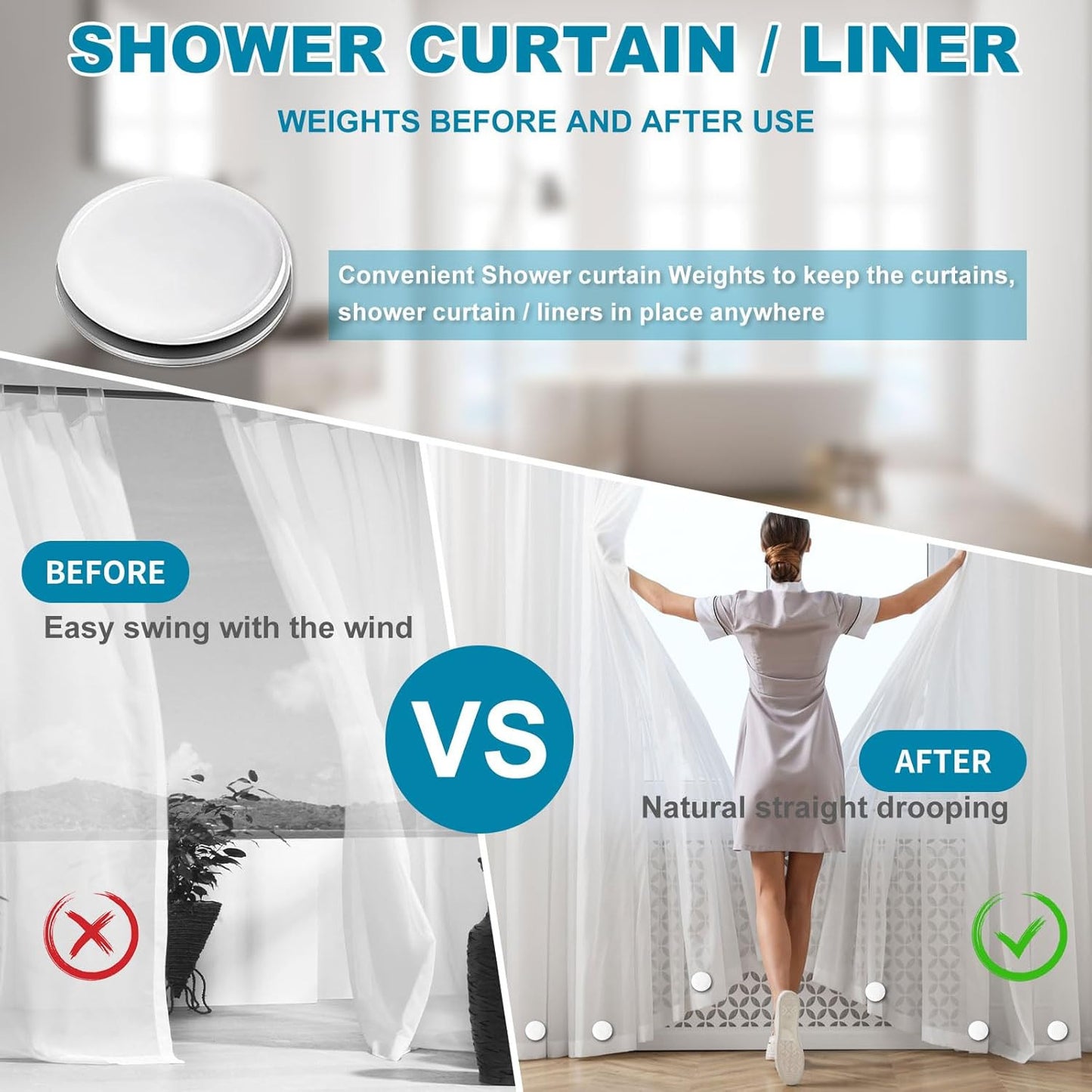 14 Pcs Shower Curtain Weights, Keep Shower Curtain Liner in Place, Easy Use for
