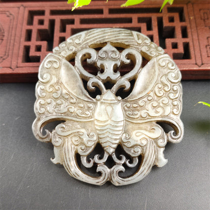 Carving Hollowed-Out Gold Cicada Jade Pendant High Ancient Jade Butterfly Jade