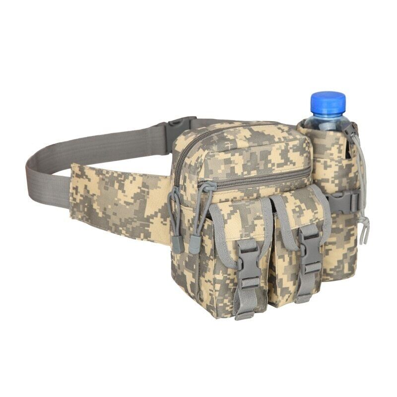Men Waist Pack Nylon Water Bottle Pouch Sports Army Hunting Climbing Belt Bag