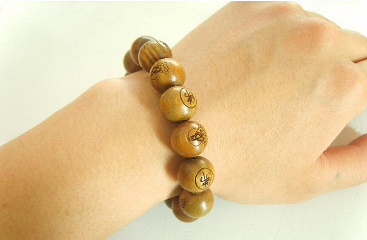 1.5cm New Buddhist Monk Green Sandalwood Shaolin Temple Prayer Beads Bracelet
