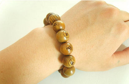 1.5cm New Buddhist Monk Green Sandalwood Shaolin Temple Prayer Beads Bracelet