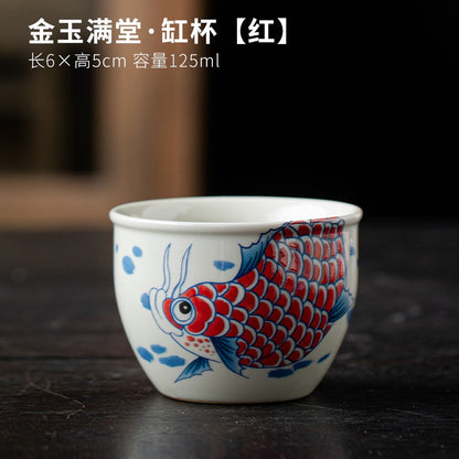 Dragon Fish Cup Single Cup Wood Ash Ceramic Paired Cup Household Tea Cup Tea Set