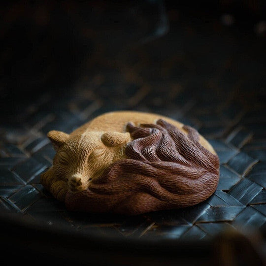 Premium Purple Sand Nine Tailed Fox Teapet Nature Zisha Clay Tea Pet For Friends