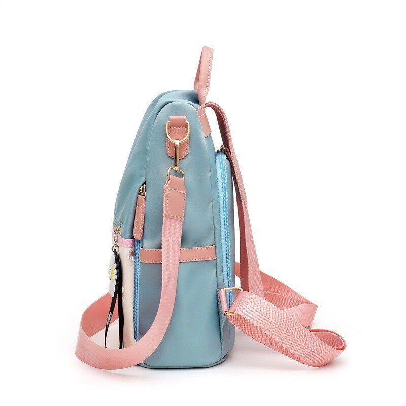 Daisy Pattern Oxford Waterproof Backpack Large Anti-theft Nylon Shoulder Bag 1PC