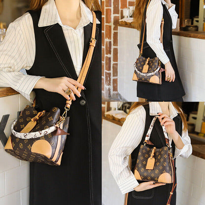 PVC Womne's Bucket Bag, Elegant Crossbody Shoulder Bag Classic Desinger Handbags