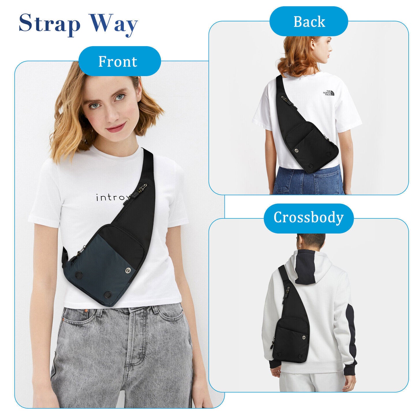Men Sling Backpack Waterproof Shoulder Crossbody Chest Bag Sports Travel Handbag