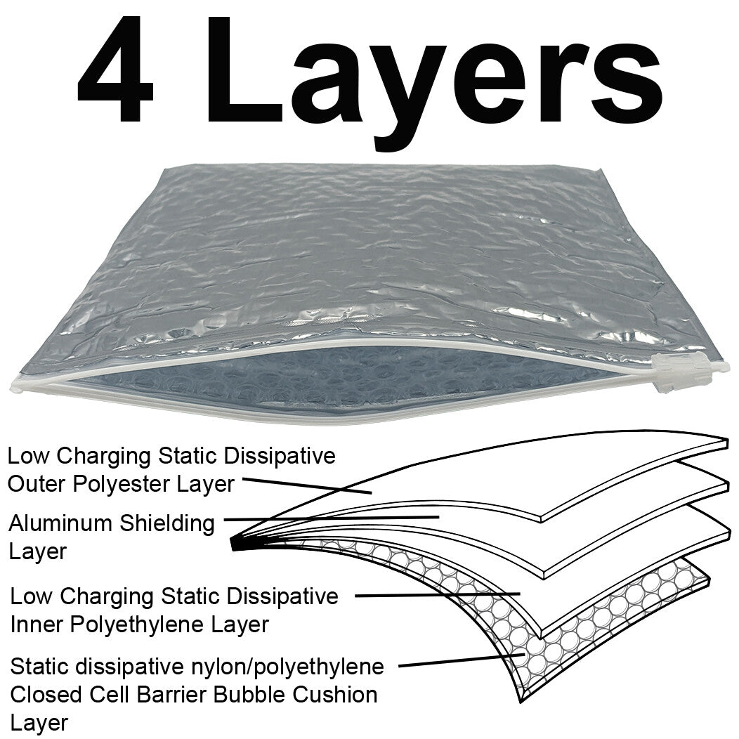 10 Pack 8"x 10" Resealable Cushioned Static Shielding Bags, Lightweight ESD