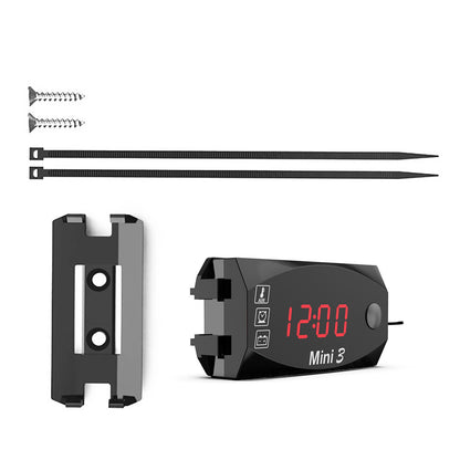 3 in 1 Motorcycle Electronic Clock Thermometer Voltmeter Multifunction LED