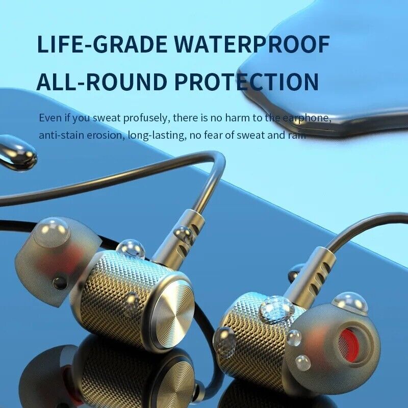 Wireless Bluetooth 5.2 Neckband Headphones Mic Headset Stereo Earbuds Earphone