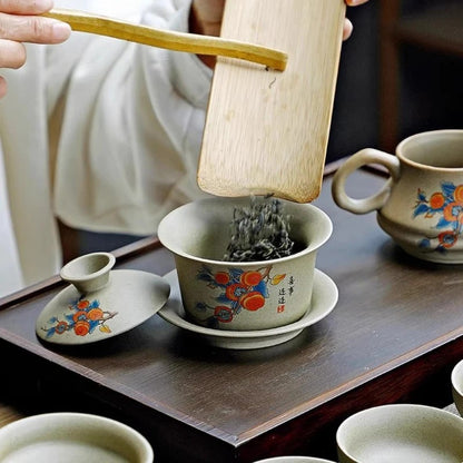 150ml Coarse Pottery Covered Bowl Tea Making Bowl Kung Fu Sancai Tea Maker