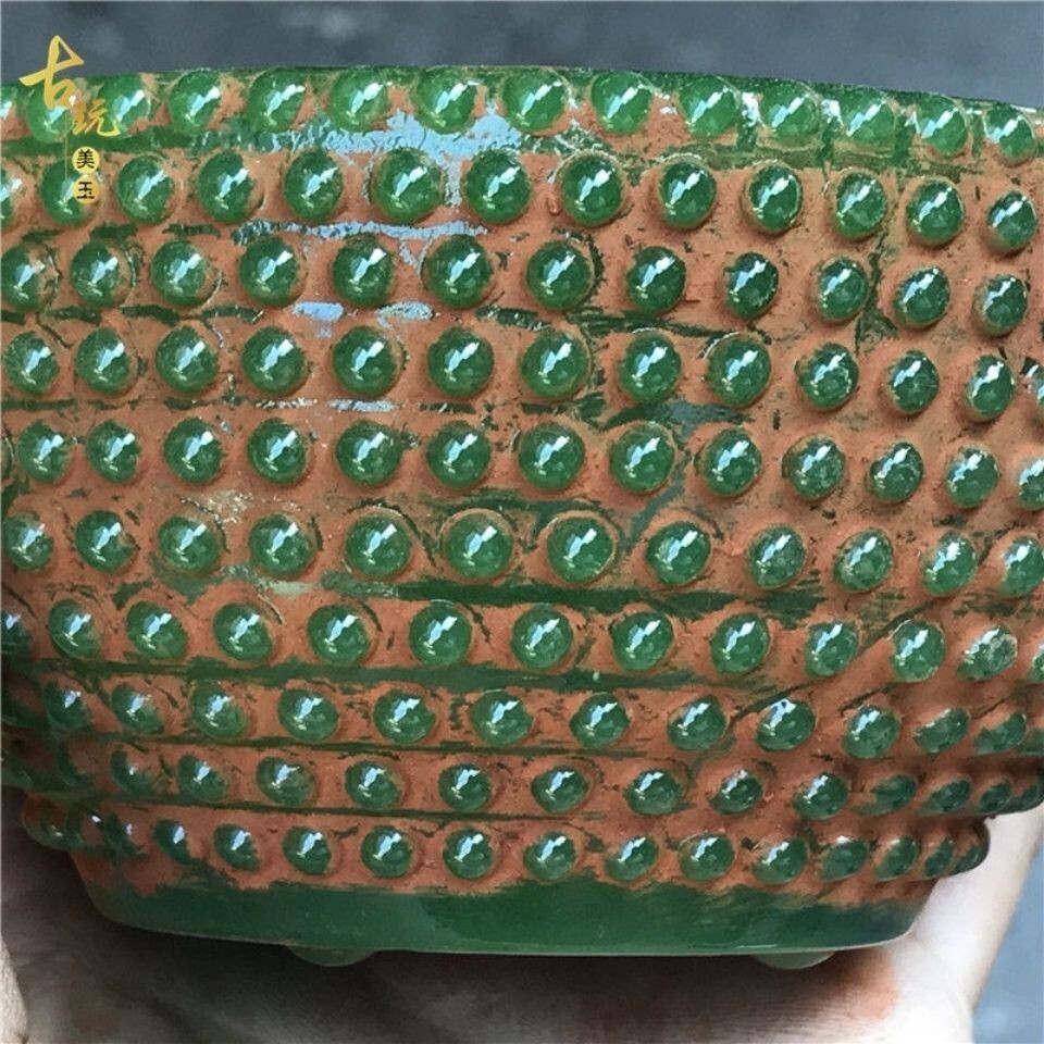 China Ancient Handicrafts Jade Green Bowl Collection Carving Statue Ornament