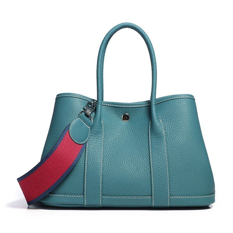Luxury Genuine Leather Shoulder Bags Handbag Fabric Wide Strap Tote Bag S/M/L/XL