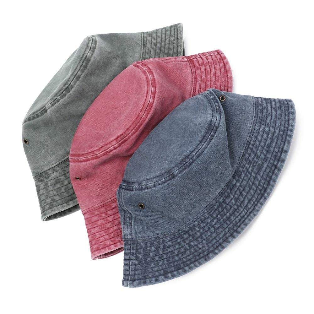 Women's Bucket Hats Retro Washed Cotton Foldable Fisherman Men Outdoor Sunscreen