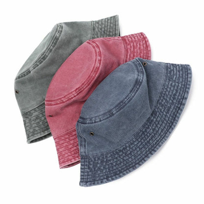 Women's Bucket Hats Retro Washed Cotton Foldable Fisherman Men Outdoor Sunscreen
