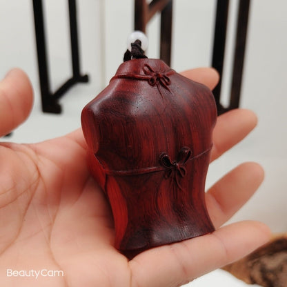 Red Sandalwood Male Torso Handheld Carving 6.3cm Natural Wood Pendant