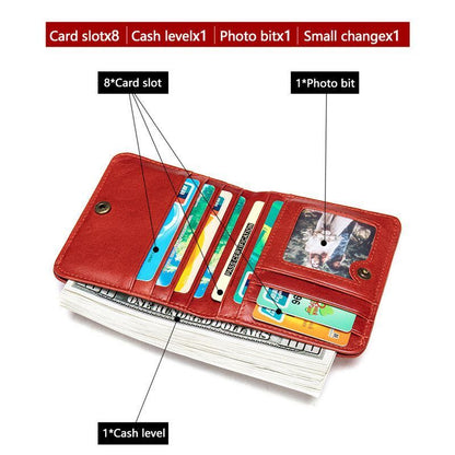 Short Wallet Purse Genuine Leather Card Holder Short Coin Money Bag 10.5*1*9.5cm