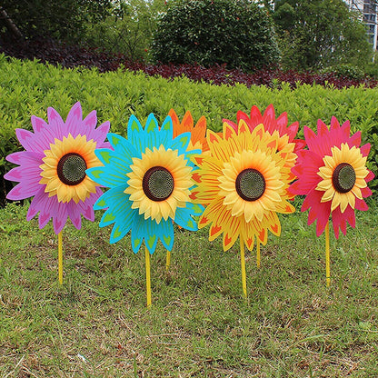 Sunflower Windmills Colorful Wind Turbines Lawn Garden Party Decorations 28x29cm