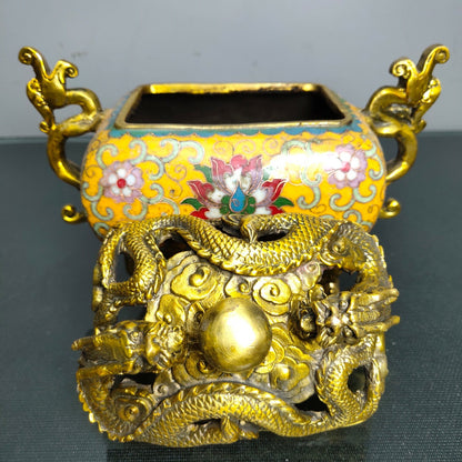 Chinese Copper Cloisonne Enamel Handmade Exquisite Incense Burner