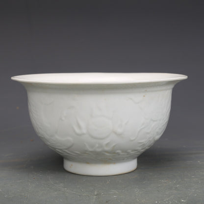 5.5" Chinese Yuan Nightlight Porcelain White Glaze 12 Zodiac Animal Dragon Cup