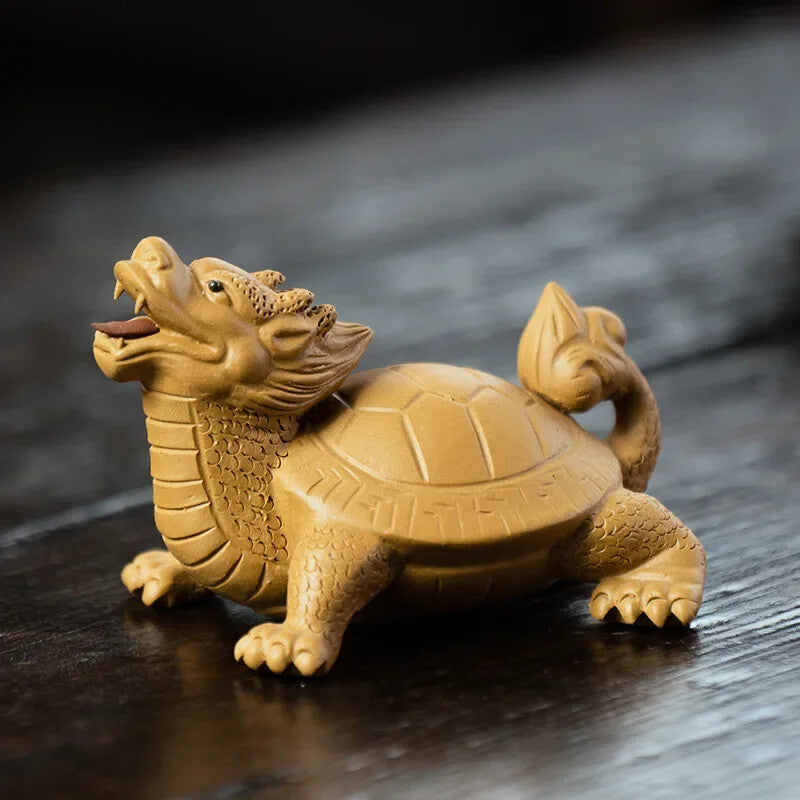 Yixing Purple ClayTea Pet Dragon Turtle Animal Tea Figurine Sculpture Crafts