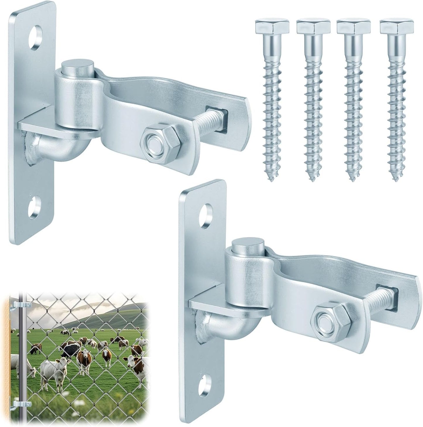 2 Pair Heavy Duty Gate Hinges, 1-3/8'' Wall Mount Gate Hinge, Metal Chain Link F