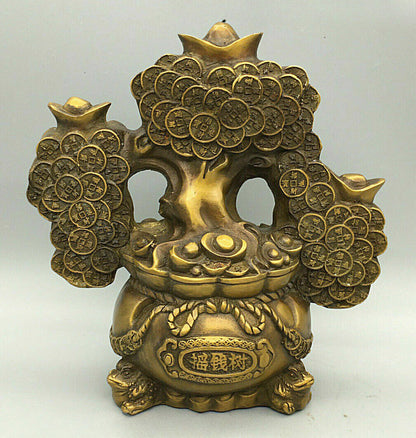Collect China Bronze Fengshui Yuanbao Money Tree Shake Money Tree Wealth Statue