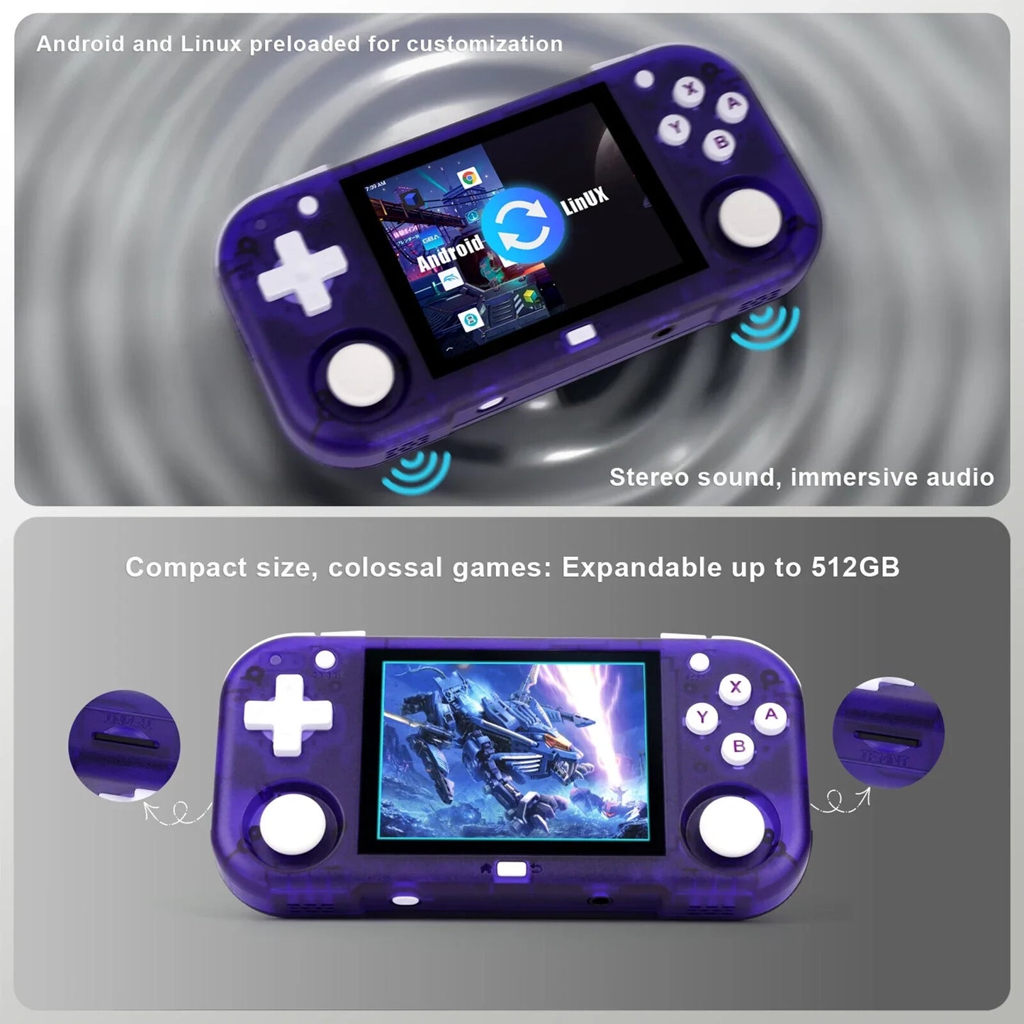 Mini Zero 28 Game Console,2.8 Inch IPS 2900mAh Battery Built in 11000 Game