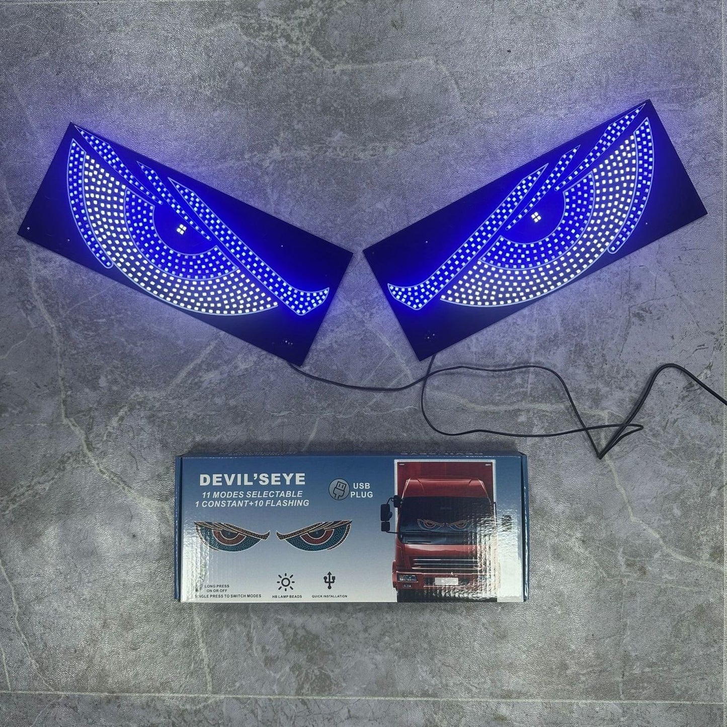 Car usb dynamic devil's eye light sticker car led display decorative light