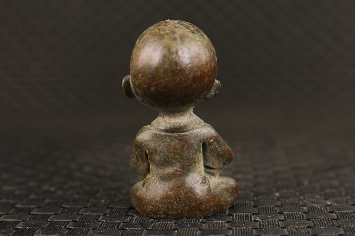Old Bronze Monk Buddha Statue Noble Table Decoration