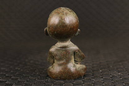 Old Bronze Monk Buddha Statue Noble Table Decoration