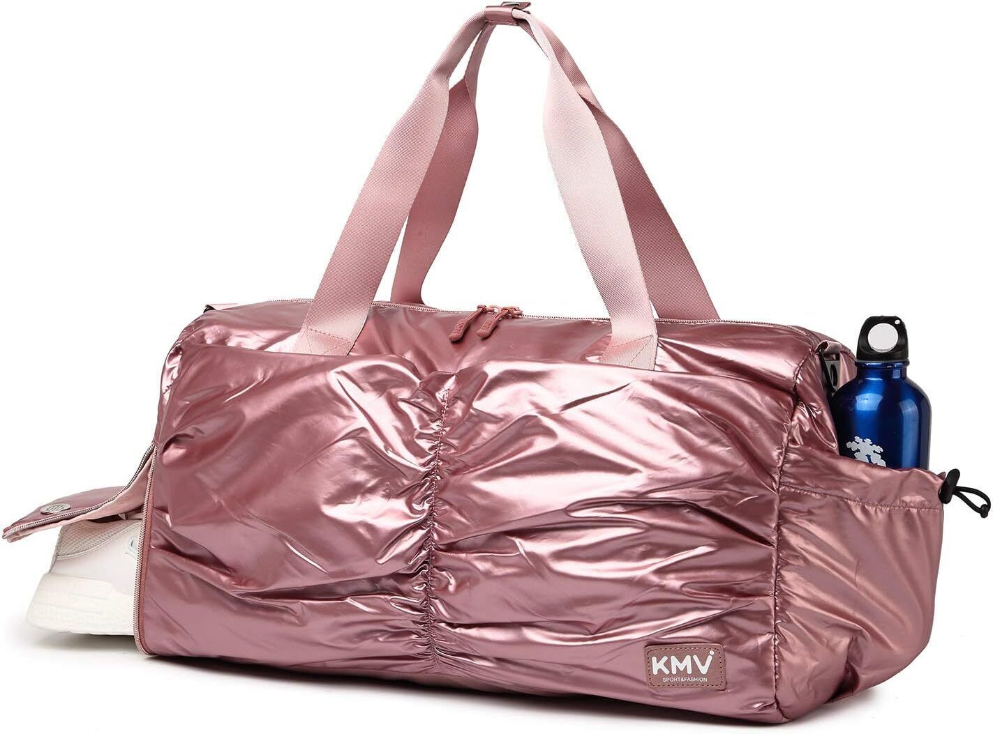 Metallic Women Stylish Gym Duffle Bag School,Ballet Dance for Rose gold