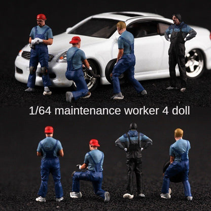 1/72 Maintenance Worker Team Model Figure Painted for Mini Scene