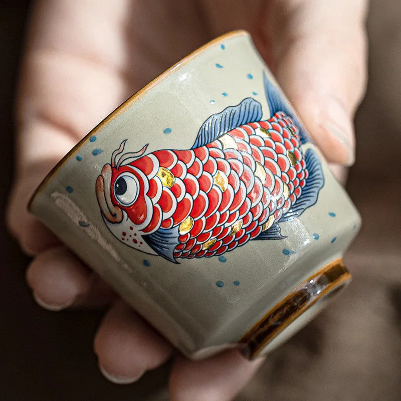 70ml Ceramic Arowana Tea Cup Home Master Cup Tea Tasting Cup Kung Fu Tea Set