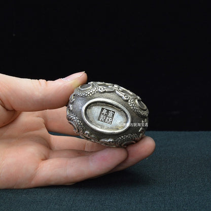 China Copper Snuff Bottle with High Relief Dragon with Pearl Pattern Xuantong
