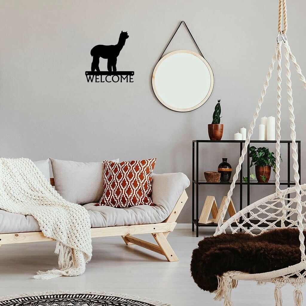Alpaca Welcome Sign Pretty Artwork Wall Stickers Shape Decoration Pretty Artwork