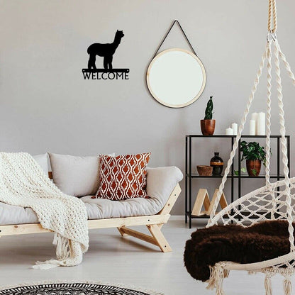 Alpaca Welcome Sign Pretty Artwork Wall Stickers Shape Decoration Pretty Artwork