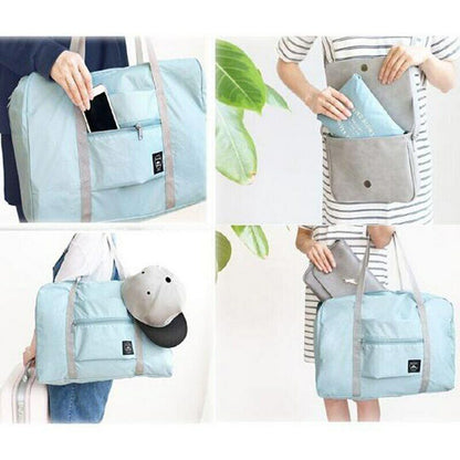 Nylon Foldable Travel Bags Large Capacity Solid Color Luggage Handbags Men Women