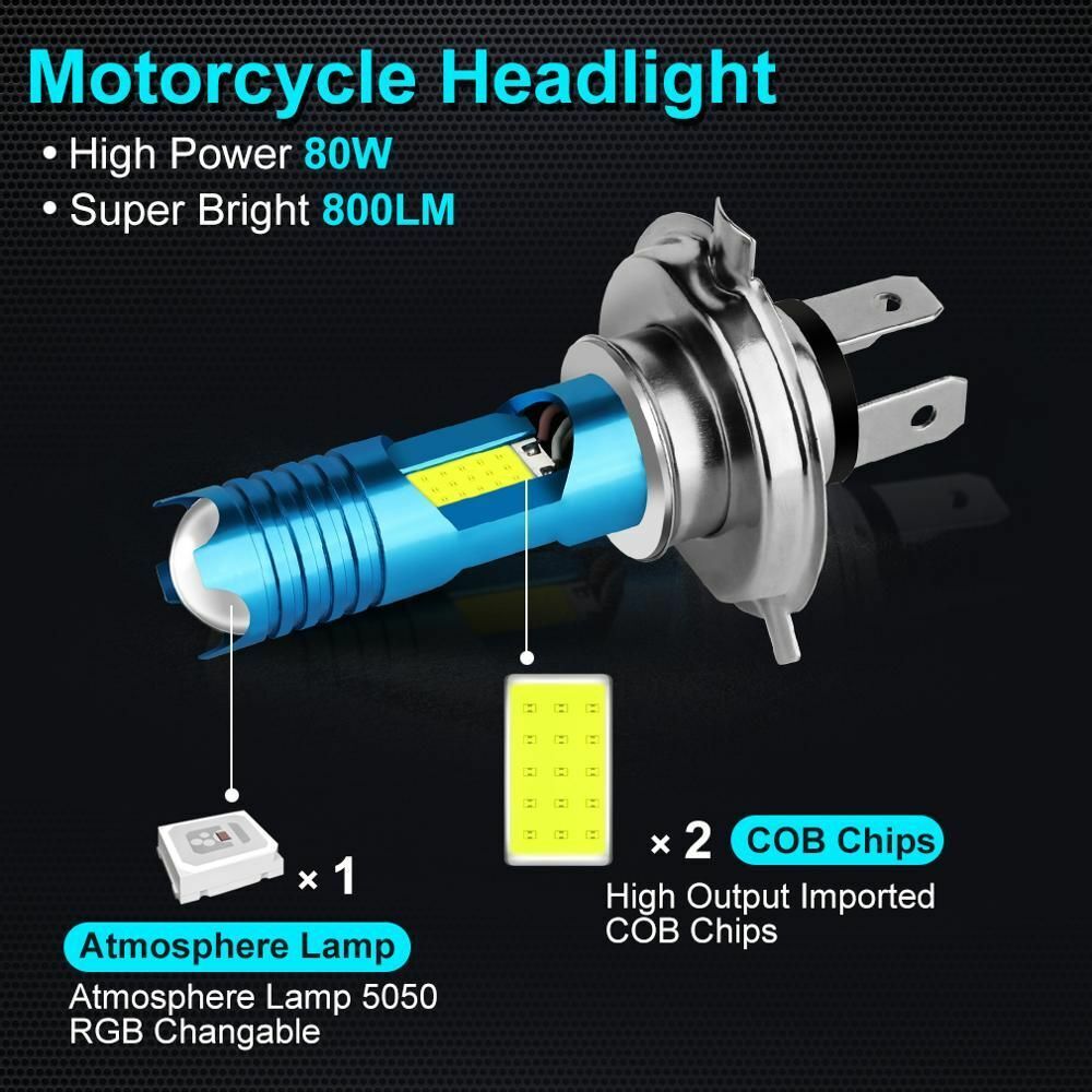 Motorcycle Headlight LED H4 H7 1pcs Changeable P15D H6 BA20D Wireless Head Lamp