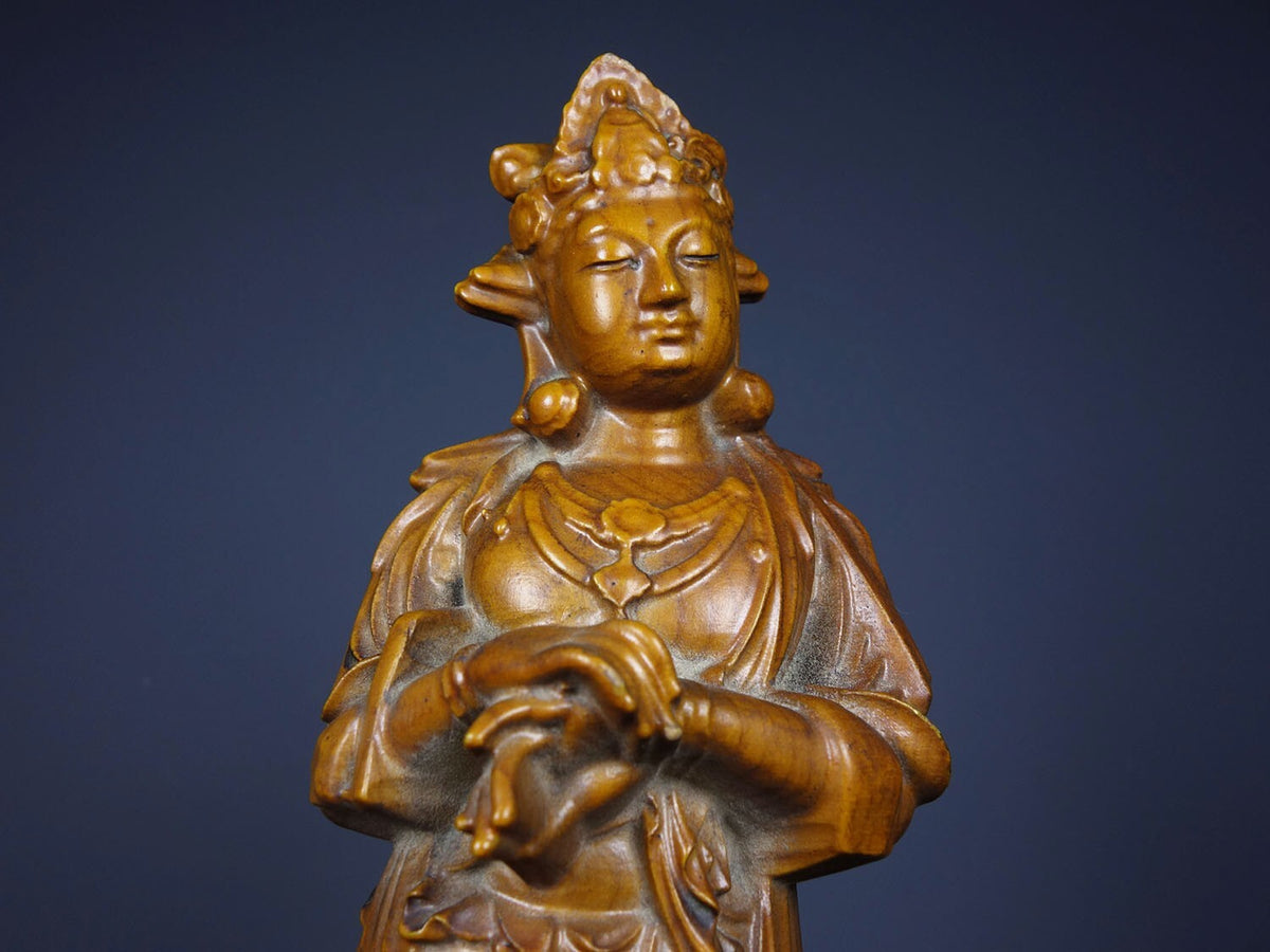 Old Tibetan rosewood carved Bodhisattva ornaments
