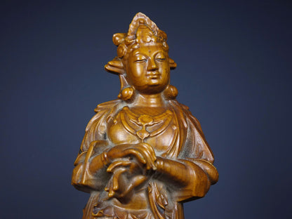 Old Tibetan rosewood carved Bodhisattva ornaments