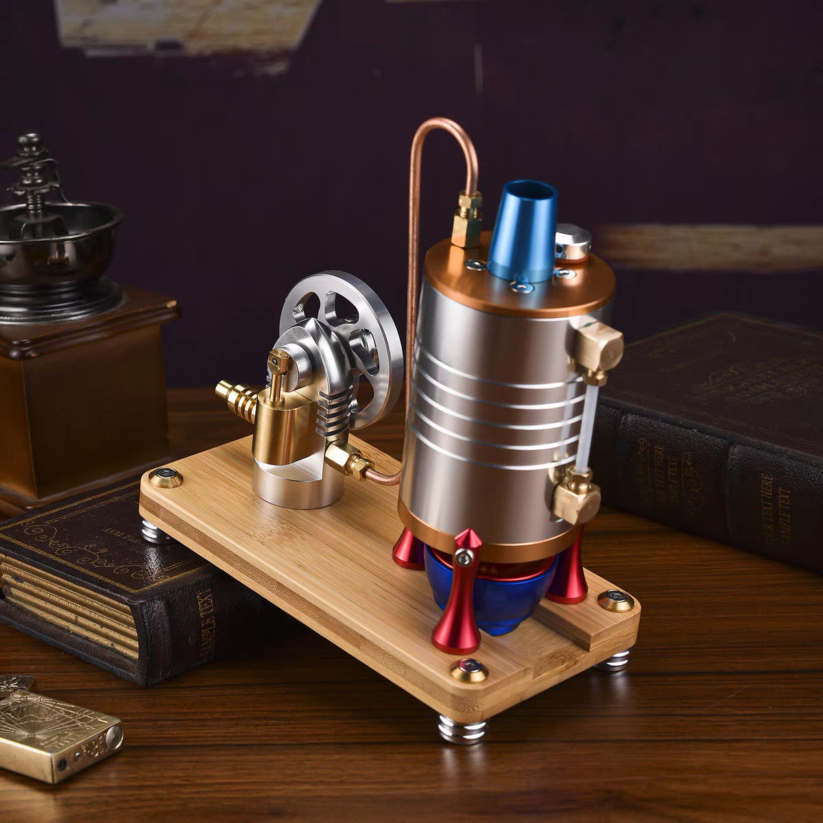 Startable Steam Engine & Heat Boiler Copper $ Stainless Steel CNC Vintage Model