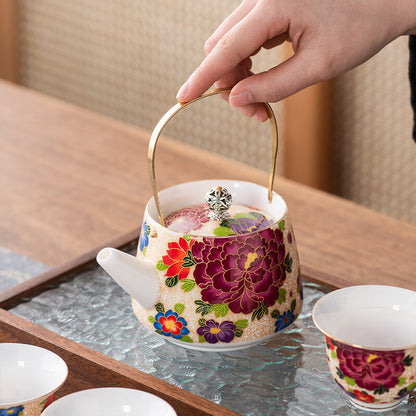 Tea Pot Tea Tray Cups Creative Enamel Color Tea Gift Luxury Business 7-piece Set